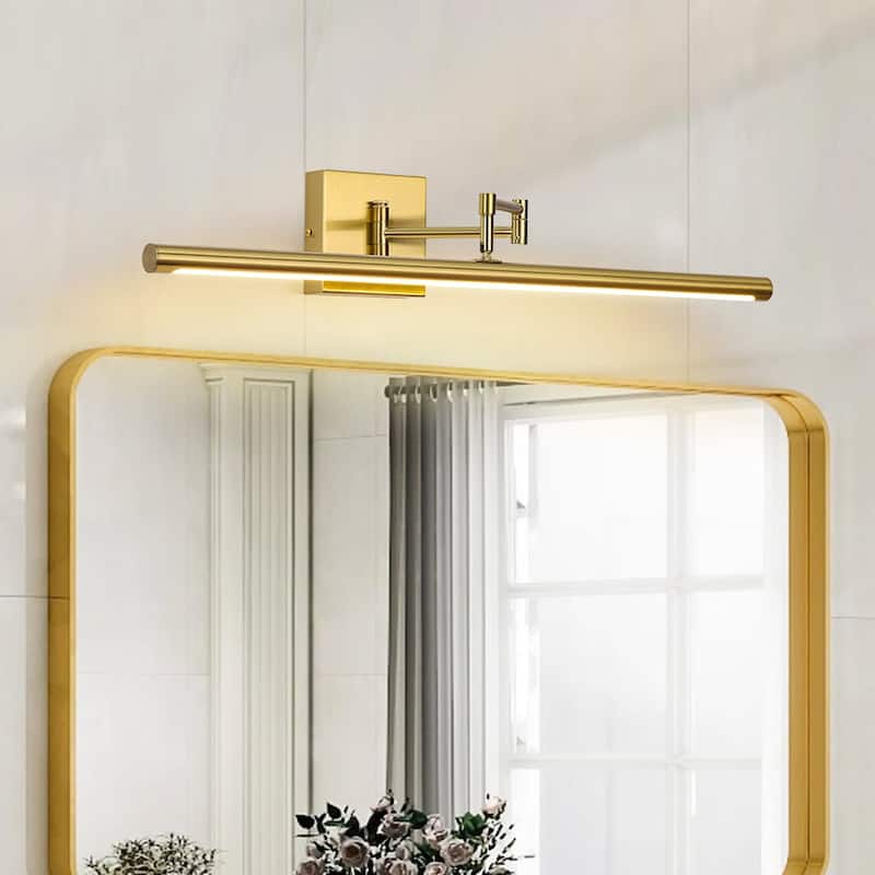 Adjustable Dimmable LED Linear Bathroom Vanity Wall Sconce - Brass