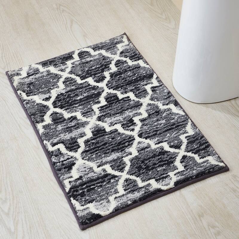 Better Trends Savio Collection 3 Pc Set Bathroom Rug - 100% Micro Polyester with Gel Foam Backing, Machine Washable Bath Mat - 3 Piece Set (17" x 24" | 21" x 34" | 24" x 40") - Gray