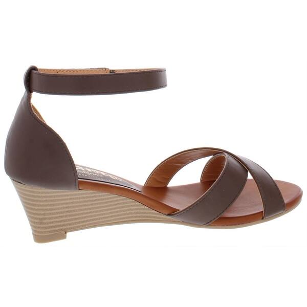 Callisto Of California Womens Kallie Strap Sandals Faux Leather Criss Cross Overstock 28066255