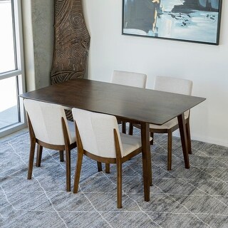Dicky Modern Solid Wood Walnut Dining Table and 4 Chairs Set