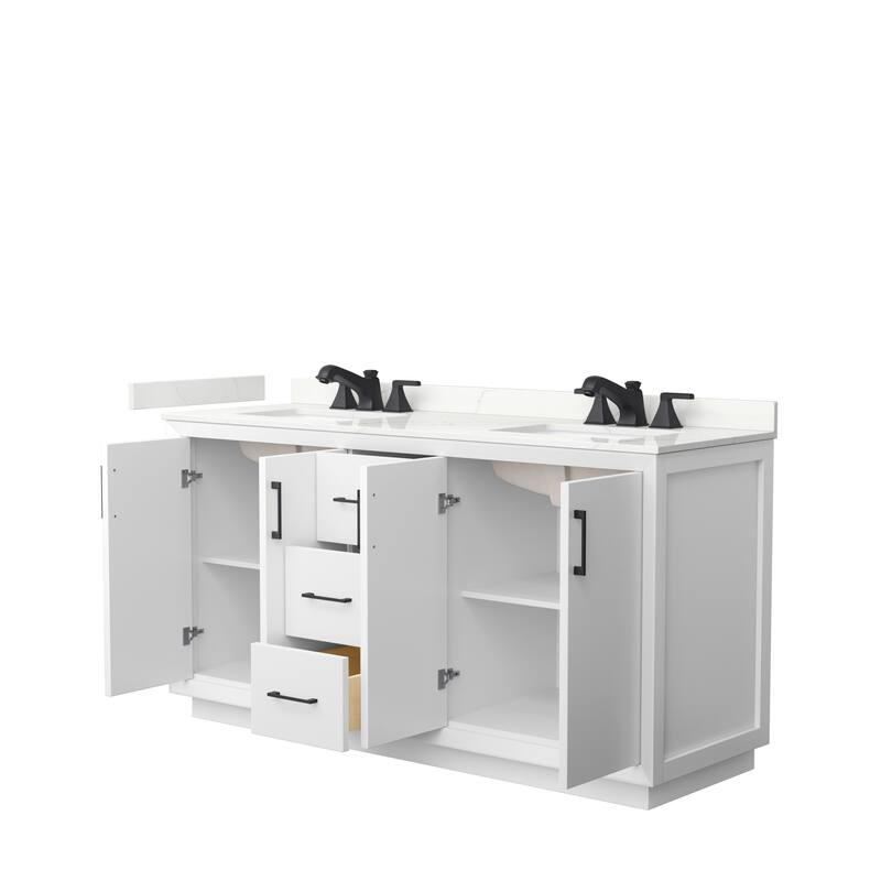 Strada 66-inch Double Vanity, Quartz Top