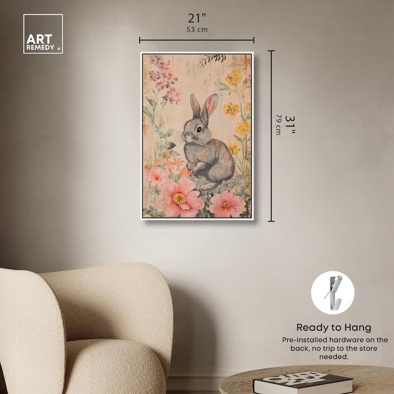 Floral Bunny Canvas by Art Remedy