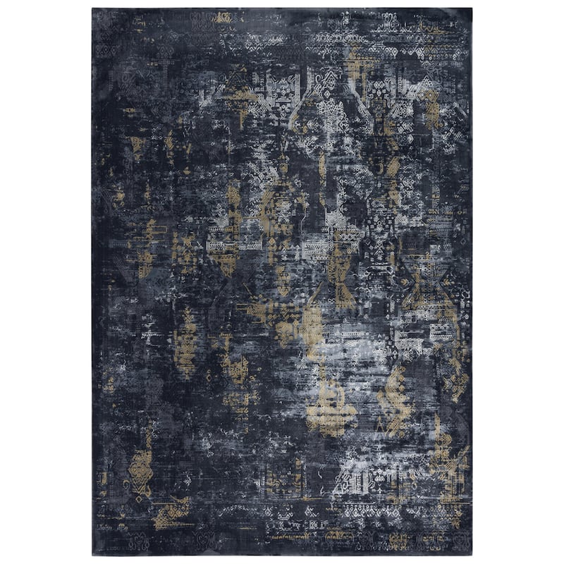 Alora Decor Spring Charcoal, Blue, and Beige Modern Rug