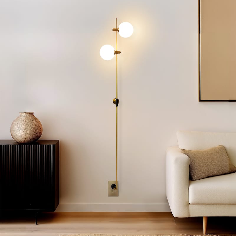 Brightech Equinox 2-Light Antique Brass LED Wall Sconce with 2 Adjustable Heads