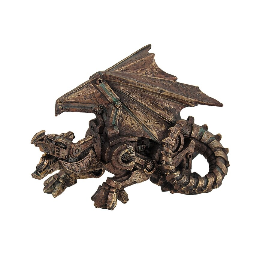 Metallic Copper Finish Mechanical Steampunk Dragon Statue Overstock 16941188