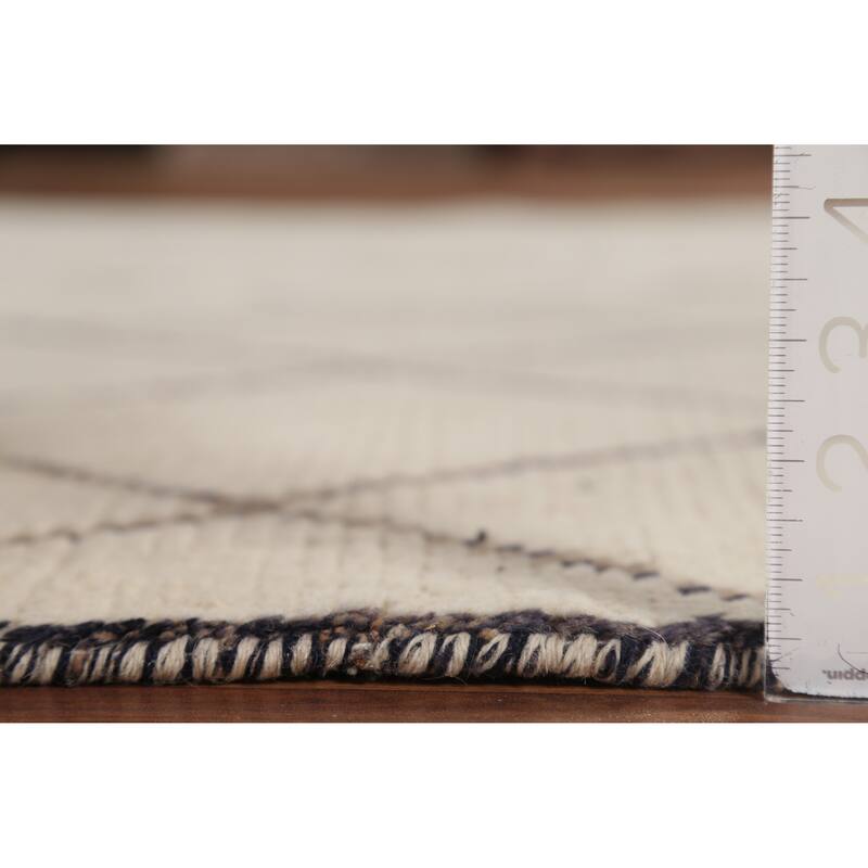 Beige Trellis Moroccan Oriental Area Rug Hand-Knotted Wool Carpet - 6'3"x 9'9"