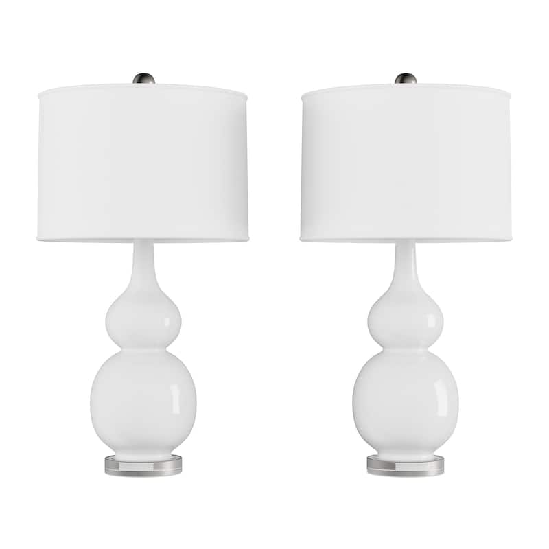 Lavish Home Set of 2 Ceramic Table Lamps, White