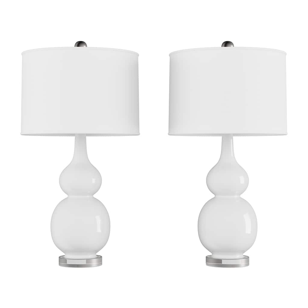 Lavish Home Set of 2 Ceramic Table Lamps, White