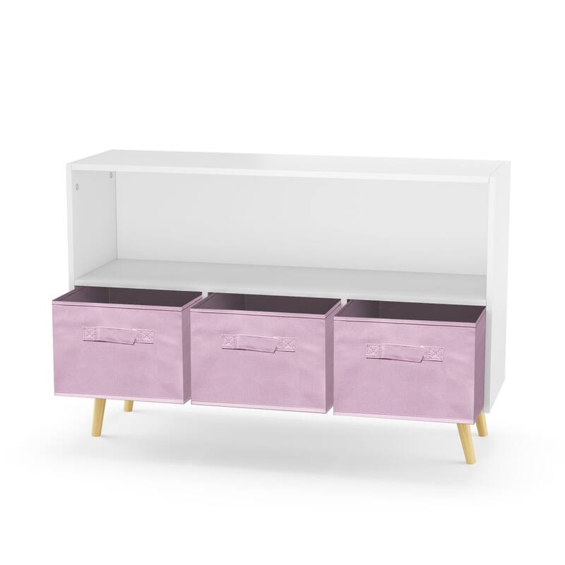 Kids Bookcase with Collapsible Fabric Drawers