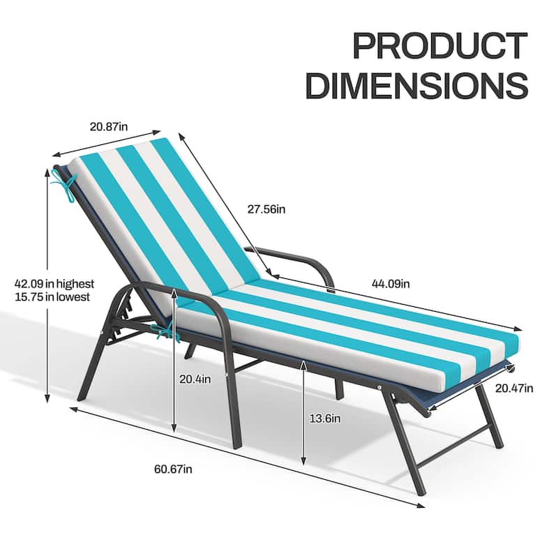 Pellebant Outdoor Adjustable Patio Chaise Lounge Chairs with Cushions