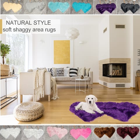 Double Heart Shaped Faux Area Rugs 4 x 2 Ft