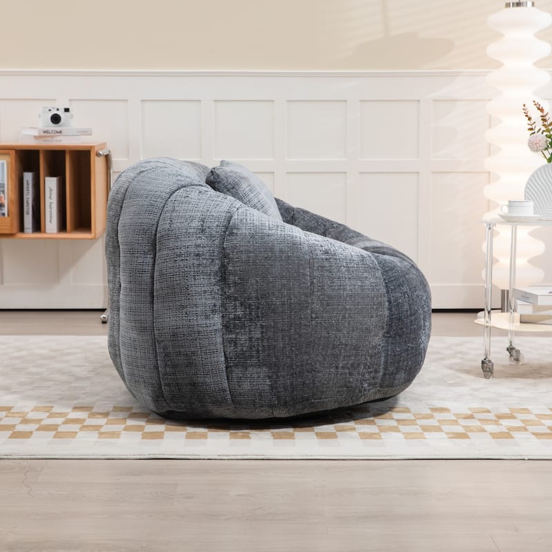 Modern Chenille 2-Seater Bean Bag Chair with 2 Pillows