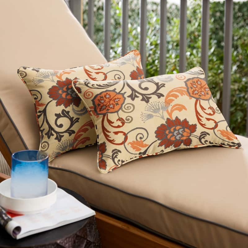 Sorra Home Sunbrella Elegance Marble Corded Indoor/ Outdoor Pillows (Set of 2) - 12 in x 18 in
