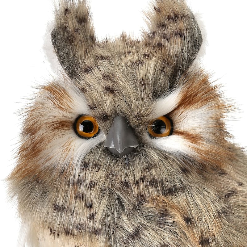 8.5" Brown and White Speckled Hoot Owl Christmas Plush Figure