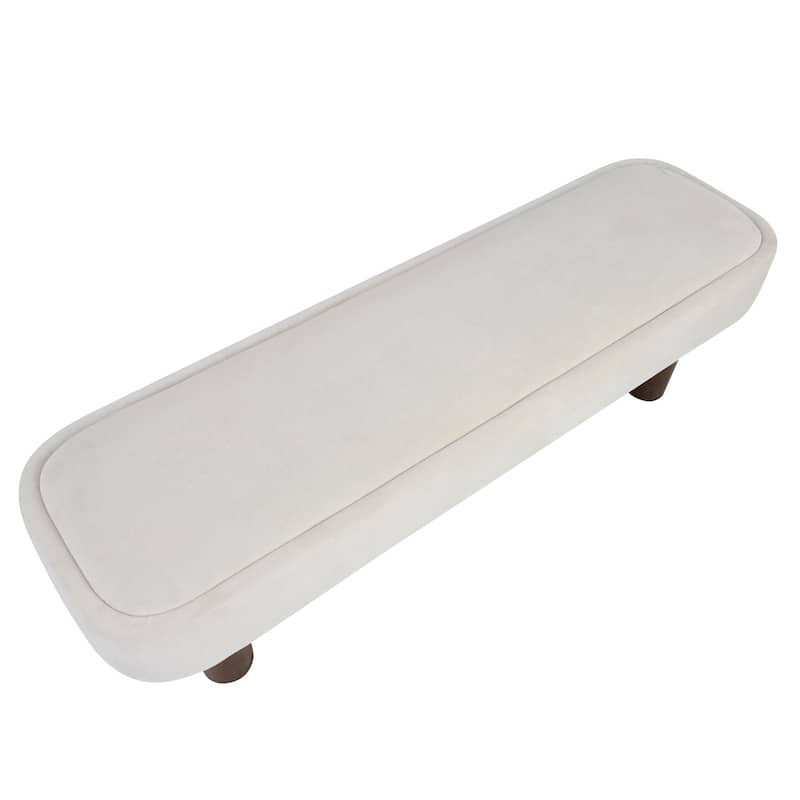 Christopher Knight Home - Modern Upholstered Dining Bench with Padded Seating - 60.04"_Beige+Walnut