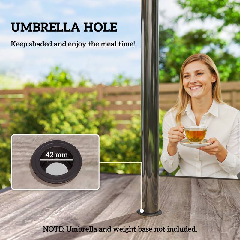 Outsunny Outdoor Dining Table for 4 People, 37" Square Patio Table with Umbrella Hole, Backyard, Deck, Gray