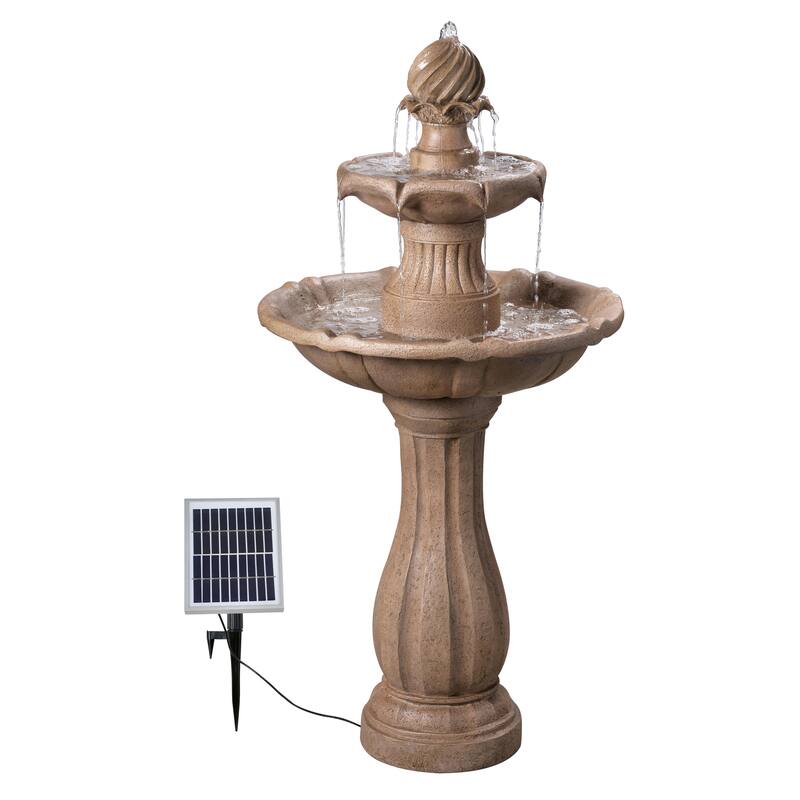 Kenroy Home Frost 3-Tier Solar Floor Fountain - Sandstone