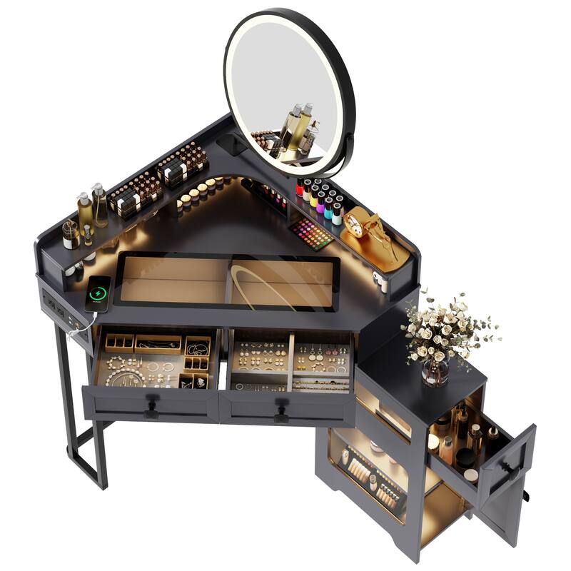 Corner Makeup Vanity With Mirror