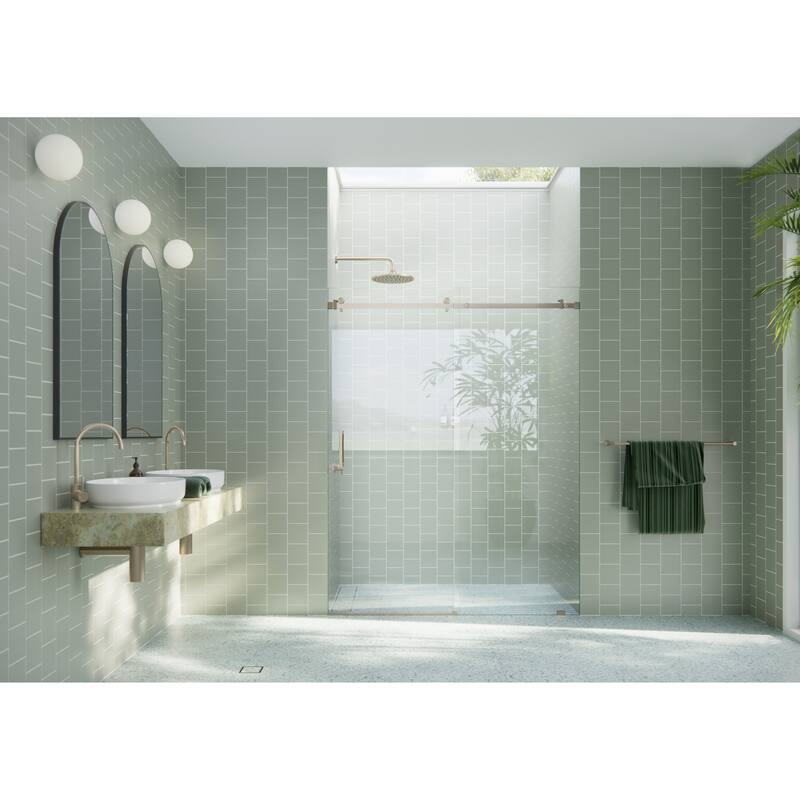 Glass Warehouse 64 in. x 78 in. Sliding Frameless Shower Door with Square Hardware