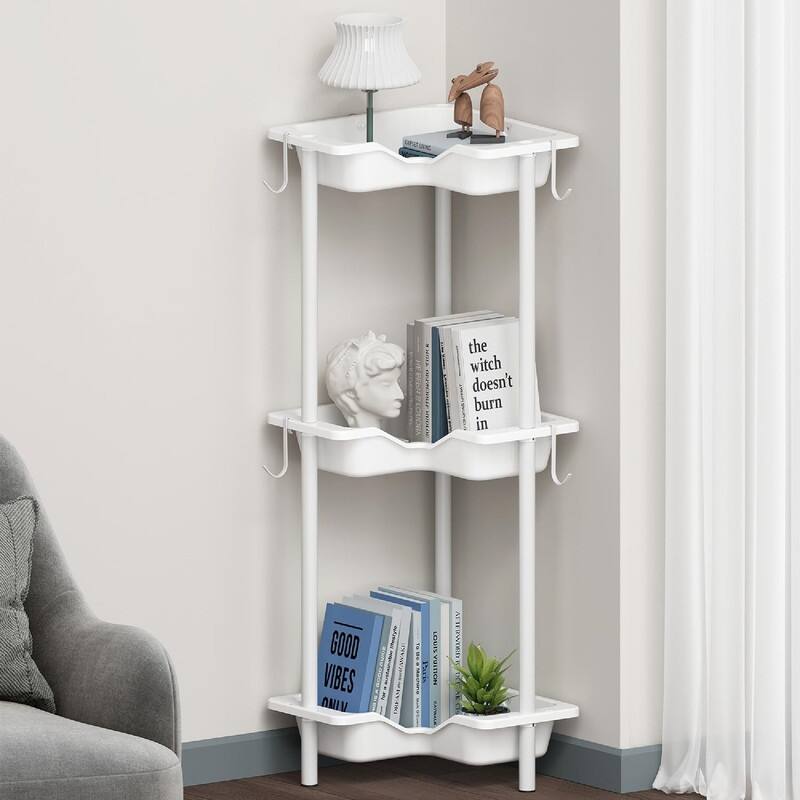Corner Shelf Stand - 13.6"D x 10"W x27.7"H - White