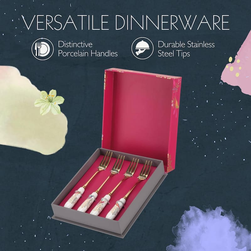 Sara Miller London Chelsea for Portmeirion Set of 4 Pastry Forks - 6 Inch