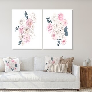 Designart 'Winter Bouquet In Pastel Flowers III' Traditional Art Set of ...