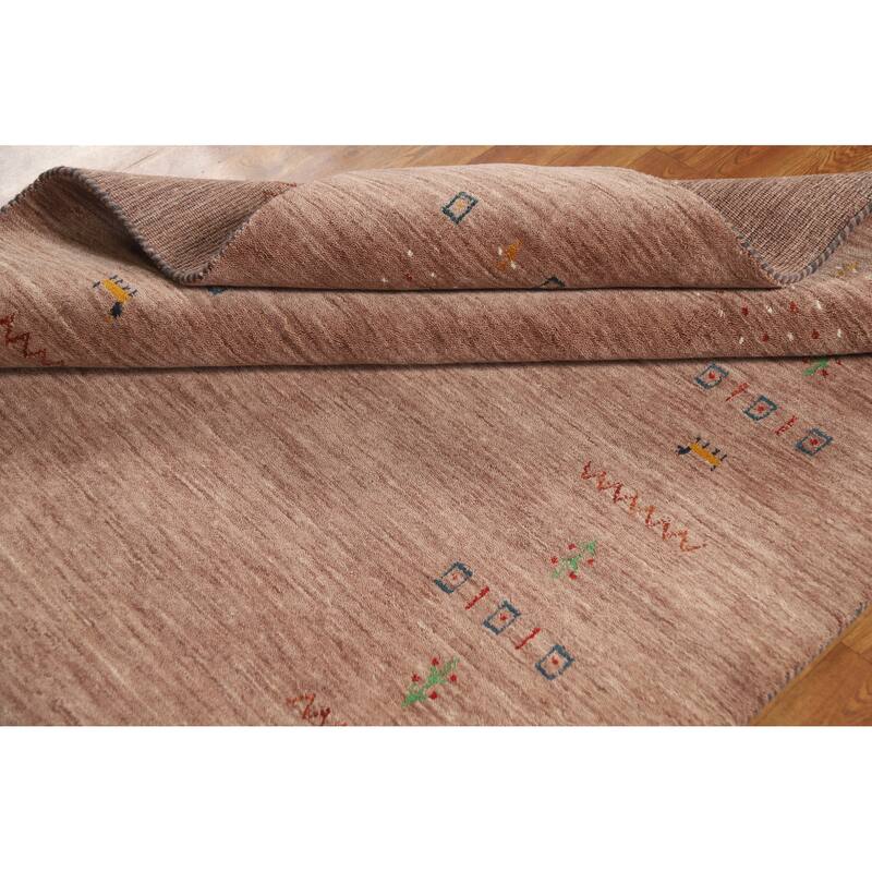 Hand Knotted Oriental 100% Wool Carpet Tribal Animal Pictorial Brown Gabbeh Area Rug - 7' 9'' X 4' 11''