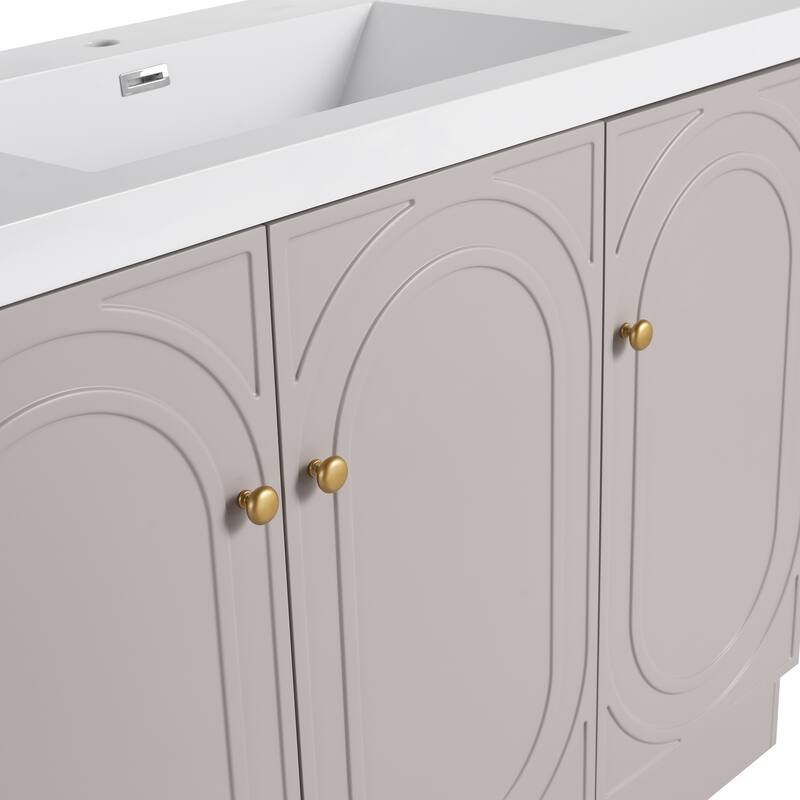 Modern 48 Inch Freestanding Bathroom Vanity Base without Sink, Storage Cabinet with Soft-Close Doors and Adjustable Shelves