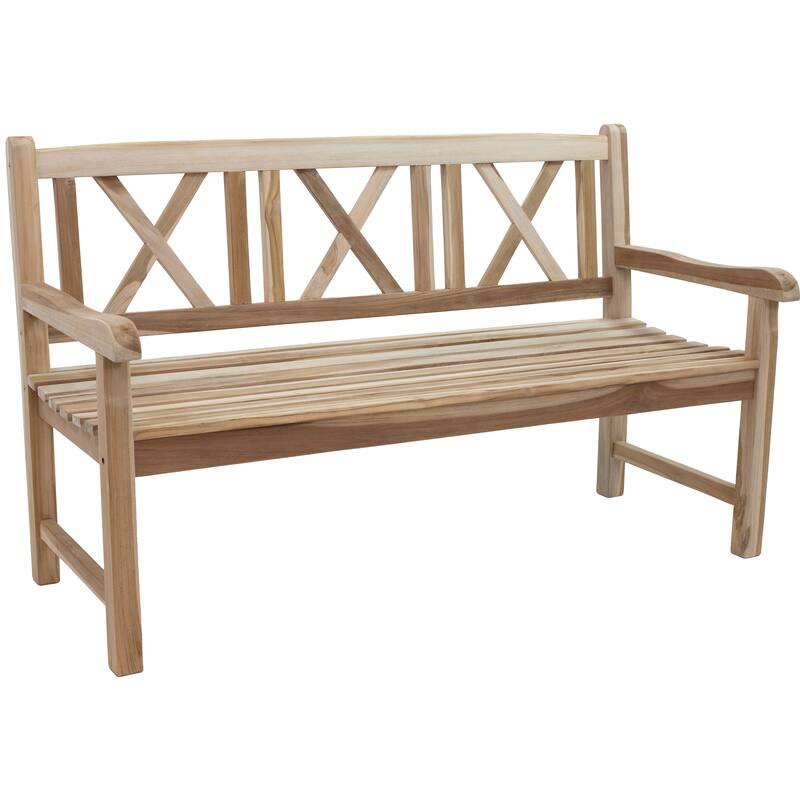 Sunnydaze 3-Person Teak Patio Bench for Outside