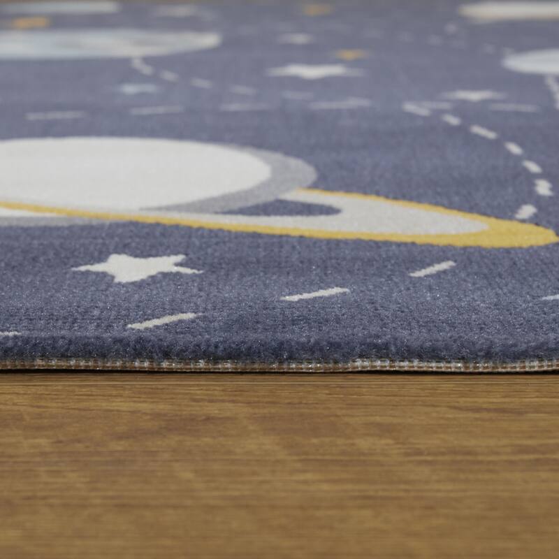 Mod-Tod Galaxy Orbit Space Pattern Multicolor Kids Area Rug