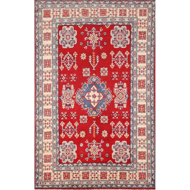 Traditional Red Kazak Oriental Area Rug Handmade Wool Carpet - 4'9" x 7'4"