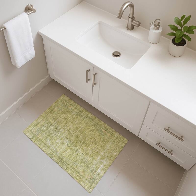 Premium Washable Super Soft Vintage Traditional Mayfield Rug - Cactus - 1'8" x 2'6"