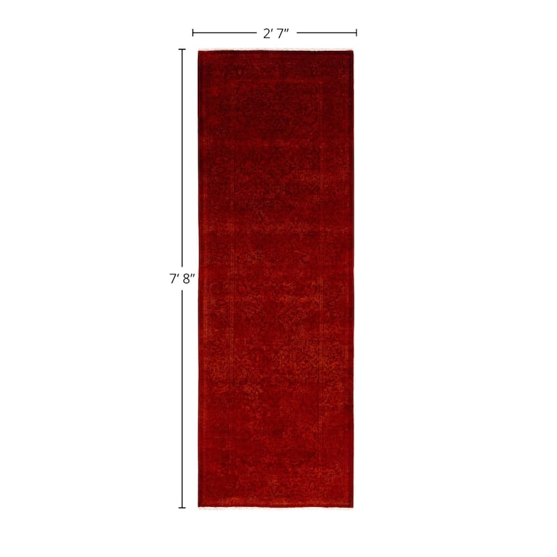 Overdyed, One-of-a-Kind Hand-Knotted Area Rug - Orange - 2' 7" x 7' 8"