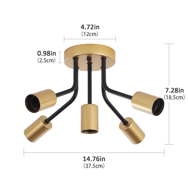 5-Light Semi Flush Mount Chandelier for Hallway Entryway Dining Room