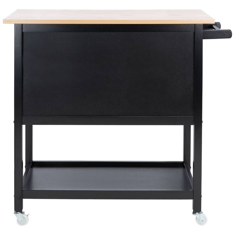 SAFAVIEH Daley 1-Drawer 2-Shelf Kitchen Bar Cart with Wheels - 39"W x 18"D x 36"H