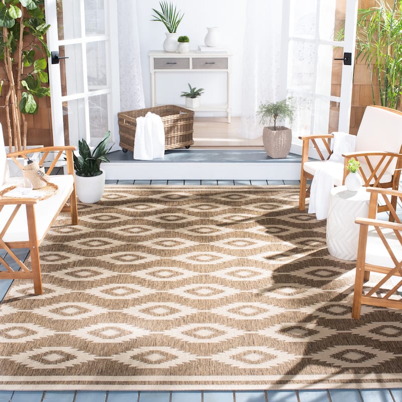 SAFAVIEH Beach House Jannita Indoor/ Outdoor Waterproof Patio Backyard Rug - 5'3" x 7'6" - Cream/Beige