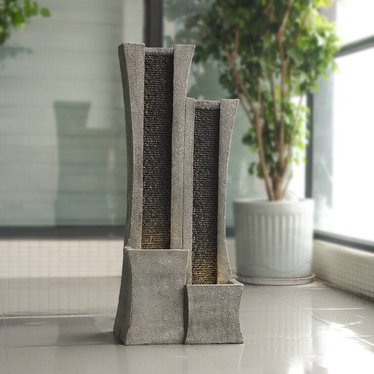 Resin Garden Fountain with Light - Floor