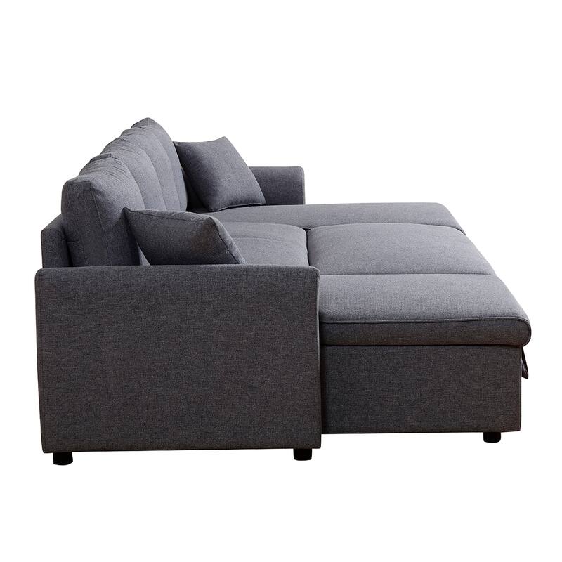 Fashionable U-Shape Pull-out Sleeper Sectional Sofa