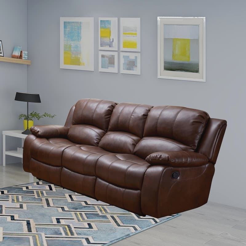 Vanity Art Bonded Leather 3-Seat Recliner Loveseat Manual Reclining Couch for Small Living Room Sofa Set- (Black/Brown) - N/A - Brown