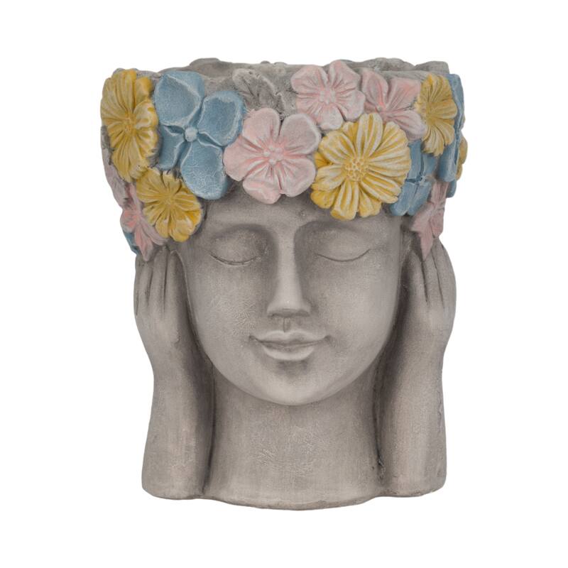 Unique Bust Style Resin Planter or Flower Pot with Crown Detail