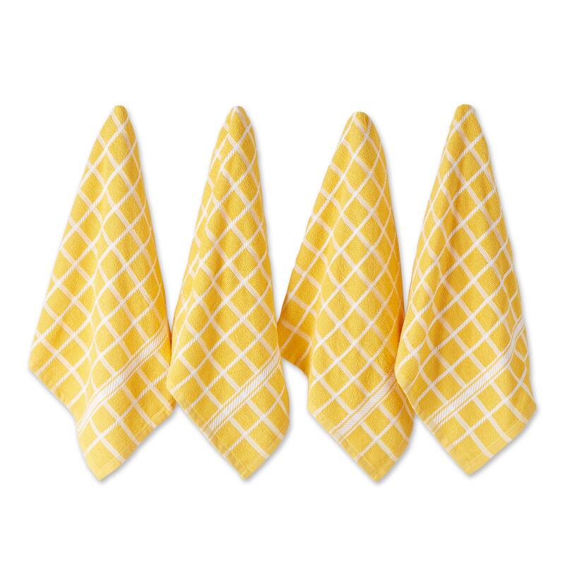 DII Solid Honey Gold Windowpane Terry Dishtowel 4 Piece