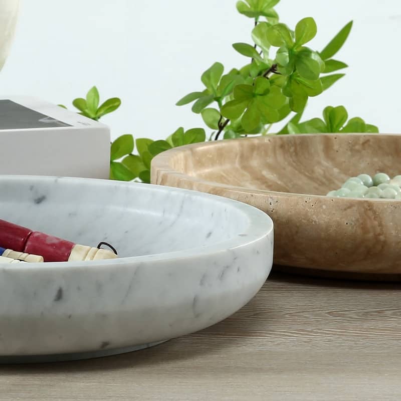 Black and White Marble Round Plate 14x14x2.6H