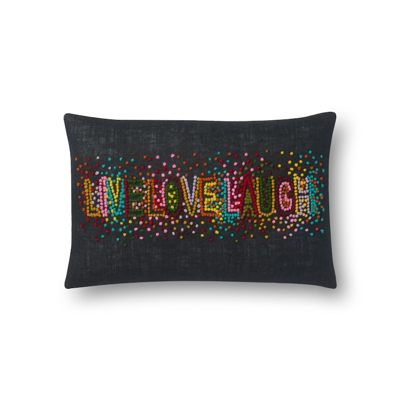 Alexander Home "Live, Love, Laugh" Novelty Throw Pillow - 13" x 21" Cover Only - Cover Only - Black / Multi