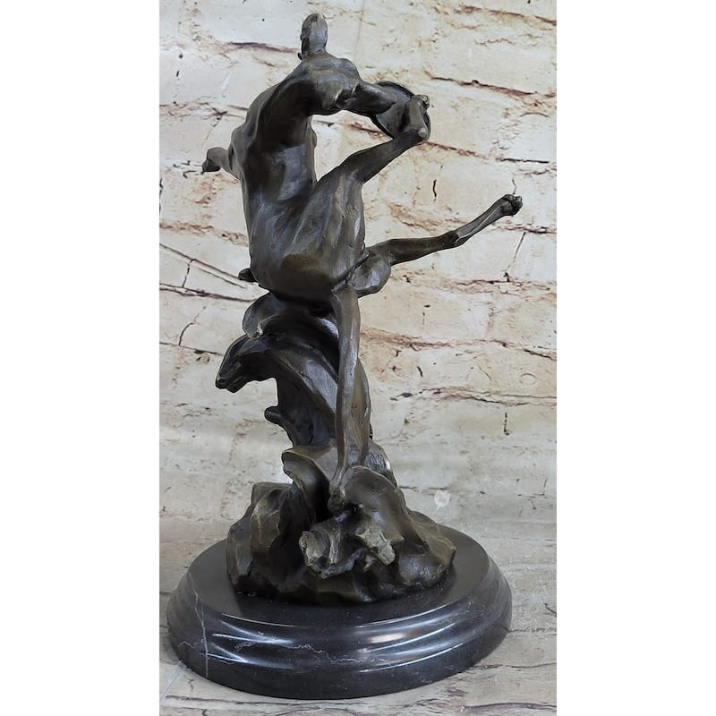 Puppy Dog Catching Frisbee Bronze Sculpture Statue Decor Original Art By Milo