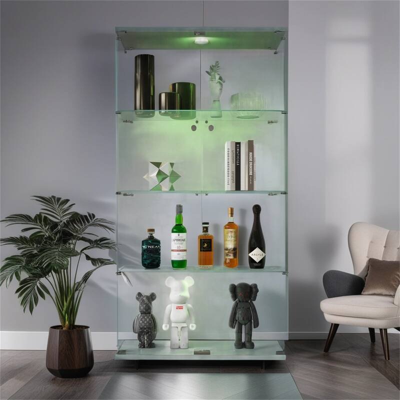 Lighted Two Door Glass Cabinet Glass Display Cabinet
