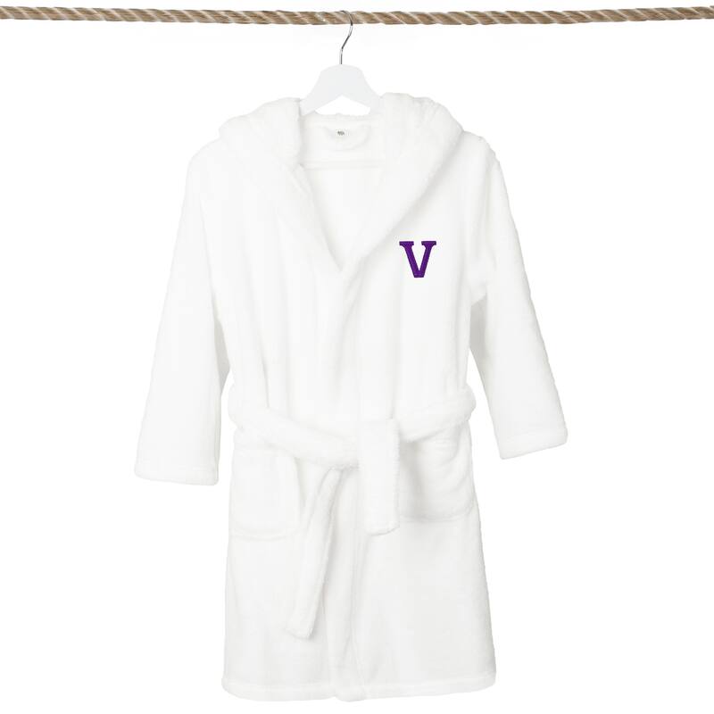 Sweet Kids 100% Polyester SUPER PLUSH Double Brushed Hooded Bathrobe with Purple Bookman Monogram