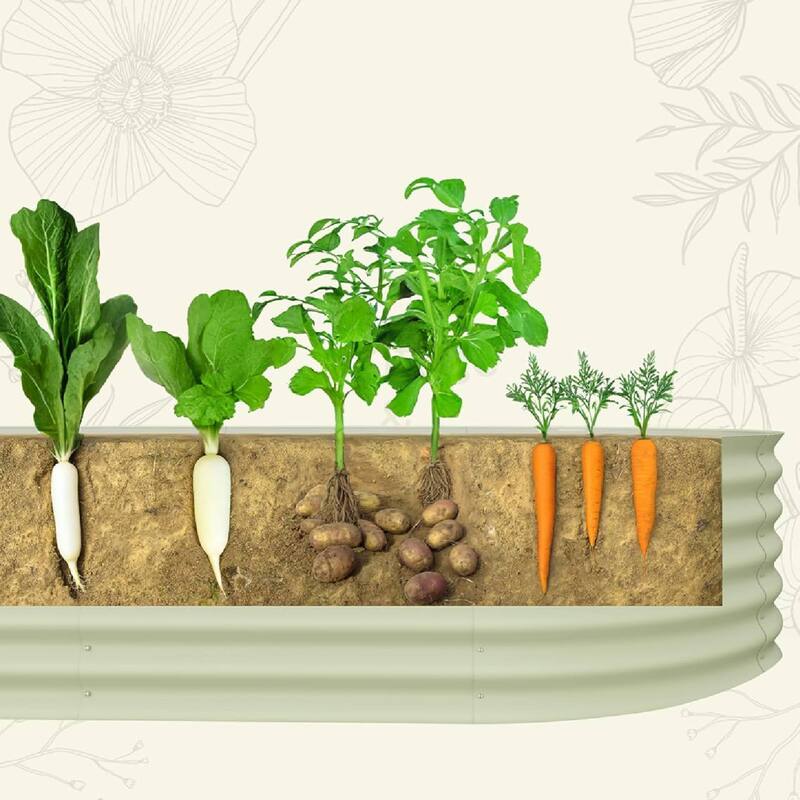 8x2x1.5ft 2Pcs Galvanized Raised Garden Bed Planter Boxes Outdoor, Off-White for Vegetables, Fruits, Flowers, Herbs - N/A