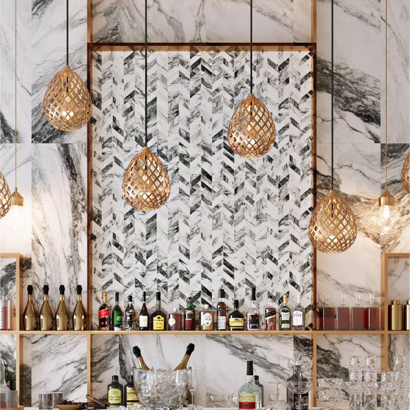 Merola Tile Touche Chevron Zebre 11-3/4" x 12-1/4" Porcelain Floor and Wall Tile - (1 Tile)