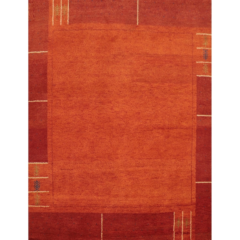 Hand Knotted Oriental 100% Wool Carpet Modern Modern Oranges & Rust Gabbeh Area Rug - 6' 5'' X 6' 5''