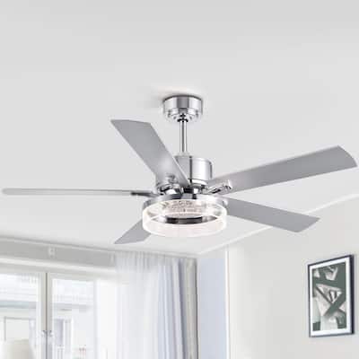 52" Ceiling Fan with LED Lighting and Remote, 5 Blade Chandelier - 52 Inch